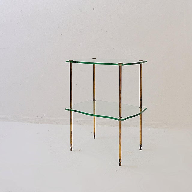 Brass Side Table with Double Glass Top in the style of Maison Jansen, 1940 For Sale - Image 10 of 16