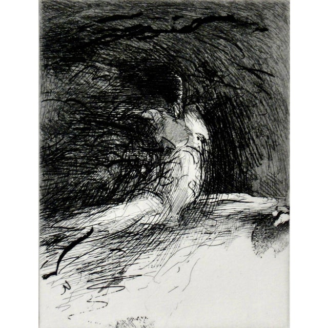 This artwork "Nude II" 1982, is an original etching on Wove paper by noted American artist Charles Eckart, b.1935. It is...