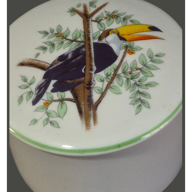 Vintage Fine Porcelain Leart Brazil Tropical Birds Collection Toucan Trinket Box For Sale - Image 4 of 9