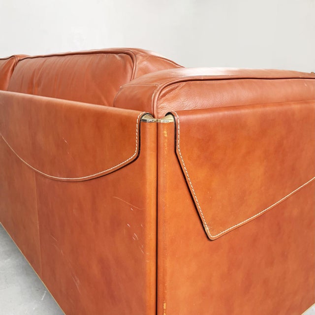 Modern Italian Brown Leather Sofa Twice by Cerri for Poltrona Frau, 1980s For Sale - Image 14 of 18