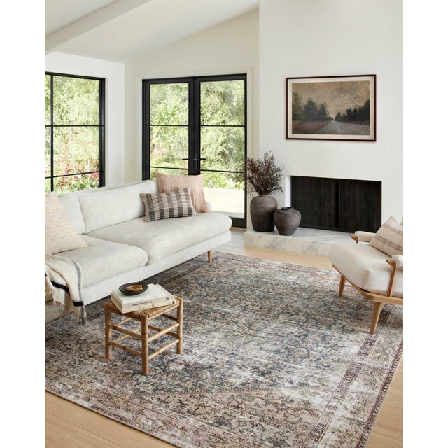 Contemporary Amber Lewis x Loloi Georgie Teal / Antique 18" x 18" Sample Rug For Sale - Image 3 of 7