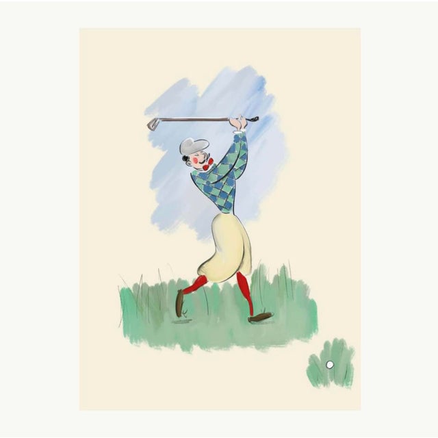 Illustration "The Golfer" Limited Edition Print on Etching Paper by Tug Rice 2018 For Sale - Image 3 of 3