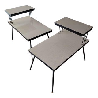Pair of MCM Laminate Top Step Tables For Sale