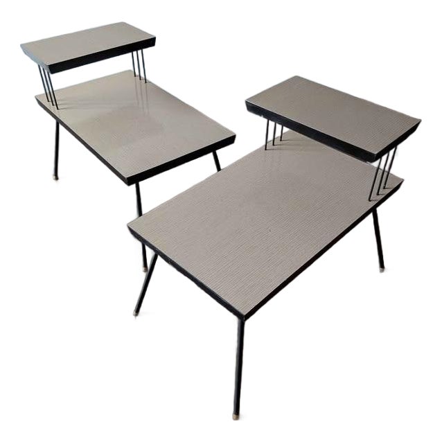 Pair of MCM Laminate Top Step Tables For Sale