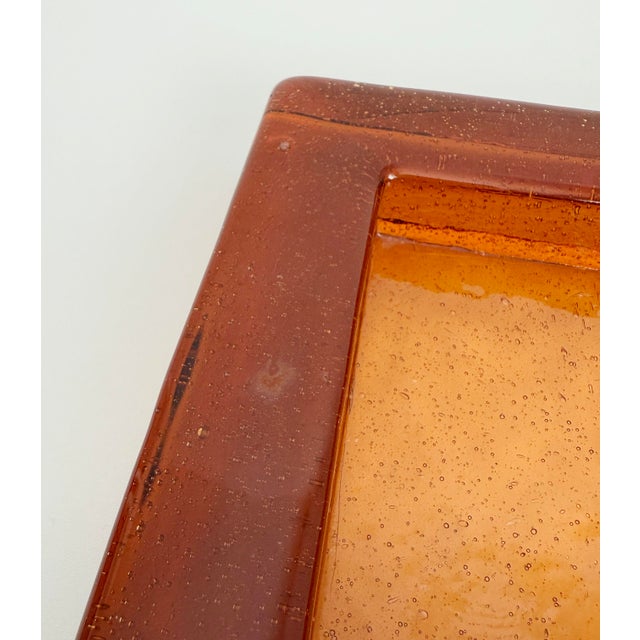 Glass 1970s Brutalist Block Glass Ashtray/Catchall Attributed to Blenko For Sale - Image 7 of 10