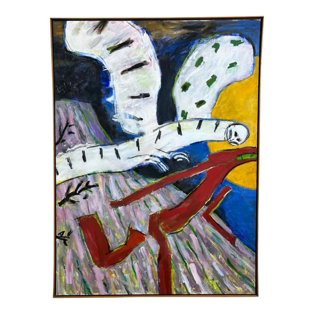 D. 1994 Irving Kriesberg Large Oil on Canvas Titled "Pursuit" For Sale