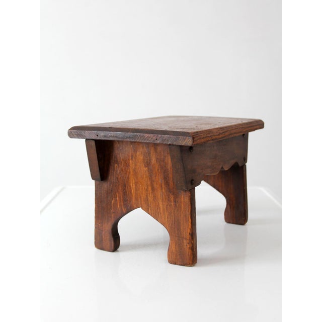 Antique Wooden Farmhouse Stool For Sale - Image 6 of 12