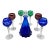 Rare Murano Glass Decanter in Cobalt Blue With Jewel-Tone StemGlasses Set, 7 PCS For Sale