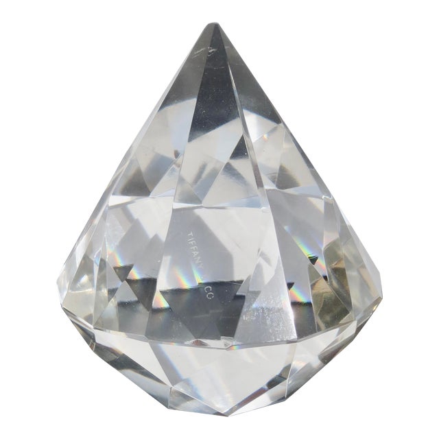 Tiffany Crystal Diamond Paperweight Circa 80s' For Sale