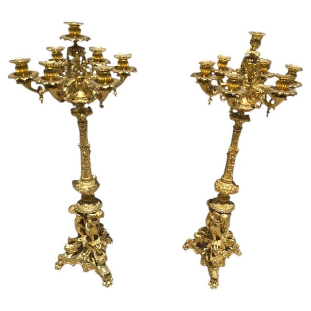 Monumental Gilt Bronze Candelabras, 19th Century, Set of 2 For Sale - Image 13 of 13