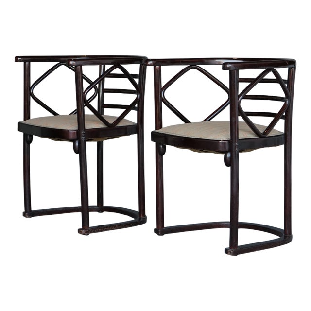Model 728 Fledermaus Chairs attributed to Josef Hoffmann for J & J. Kohn, 1906, Set of 2 For Sale