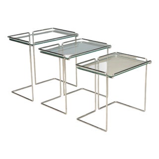 Chrome Nesting Tables, 1970s, Set of 3 For Sale