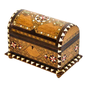 Moorish Spain Arch Top Wood Inaid Marquetry Jewelry Box