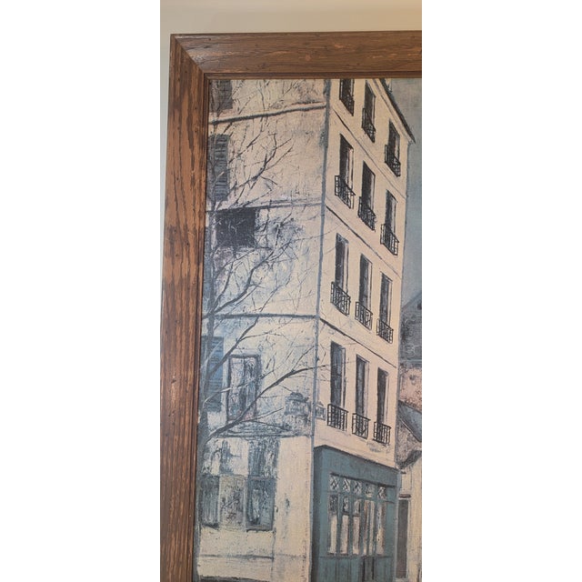 Blue Licensed Mid-Century Lithograph Print on Canvas of the Church of Saint-Séverin by 20th Century Artist Maurice Utrillo V. For Sale - Image 8 of 18