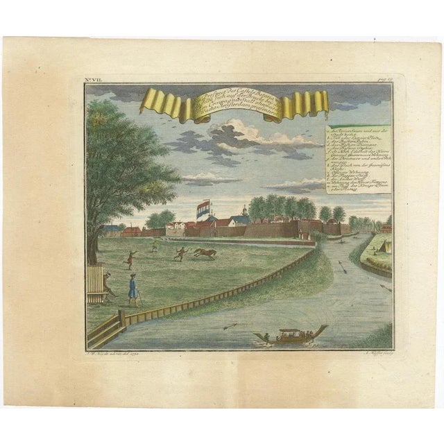 J.W. Heydt, Batavia Castle and Parade Ground, 1738, Hand-Coloured Engraving For Sale - Image 9 of 10