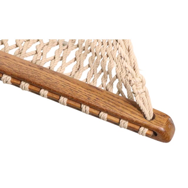 Late 20th Century Oak and Rope Hanging Chair by Twin Oaks Hammocks For Sale - Image 5 of 10