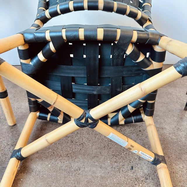 Morrison Leather Rattan Black Upholstered Dining Chair For Sale - Image 10 of 12