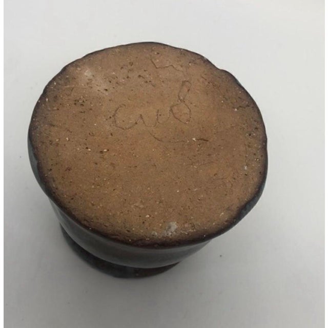 Mid-Century Modern Vintage Petite Glazed Studio Pottery Creamer Vase, Artist Signed For Sale - Image 3 of 12