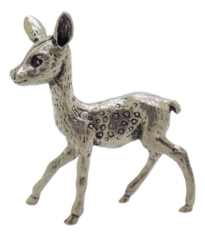 Vintage Italian Handmade Genuine Silver Fawn Deer Figurine, 1970s