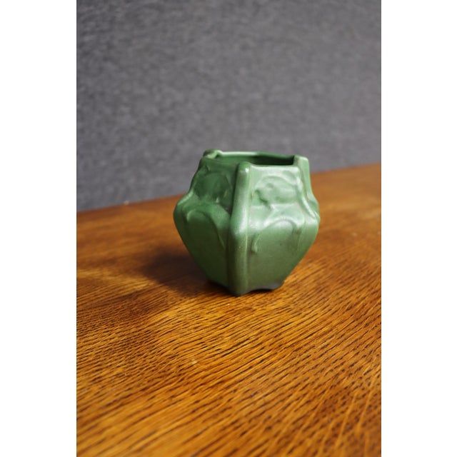 Early 20th Century Van Briggle Attributed Green Luna Moth Art Pottery Vase For Sale - Image 5 of 11
