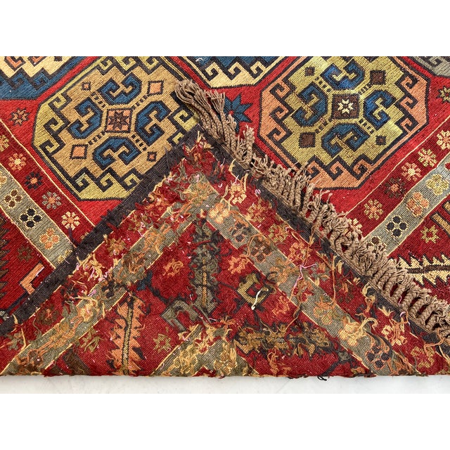Ivory Vintage Caucasian Soumak Flatweave Medallion Rug - 10'7" X 5'3" For Sale - Image 8 of 15