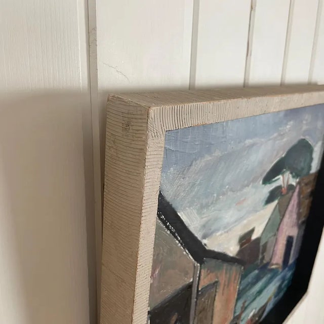 Mid Century Swedish Modernist Harbour Oil Painting by Tor Andersson For Sale - Image 6 of 18