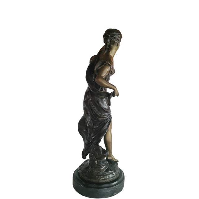 Sculpture Materials Emile Bruchon Spelter "L'Orage" Sculpture on Marble Base - Signed - For Sale - Image 7 of 12