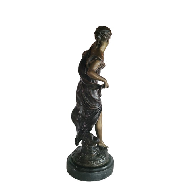 Metal Late 19th Century Emile Bruchon Bronze Statuette on Marble Base - Signed - For Sale - Image 7 of 12