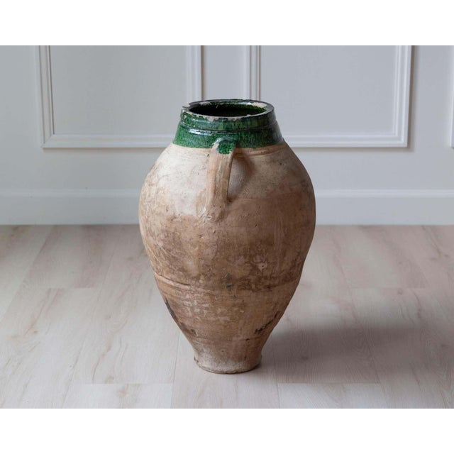 19th Century Mediterranean Terracotta Jar with Green Glazed Rim and Handles For Sale - Image 10 of 12