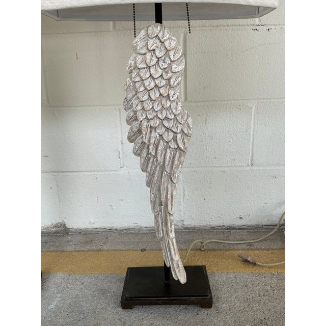 Wood Regina Andrew Carved Wing Lamps - Pair. For Sale - Image 7 of 10