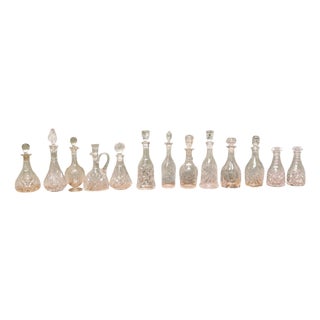Glass and Crystal Decanters, 1900s, Set of 13 For Sale