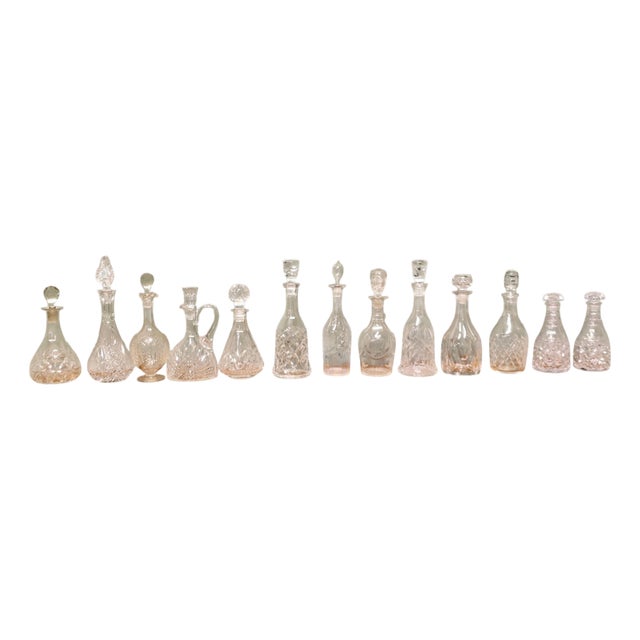 Glass and Crystal Decanters, 1900s, Set of 13 For Sale
