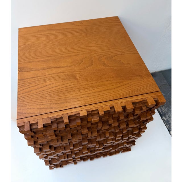 Contemporary Pair of Wood Marquetry Cube Bedside Tables. Italy For Sale - Image 10 of 17