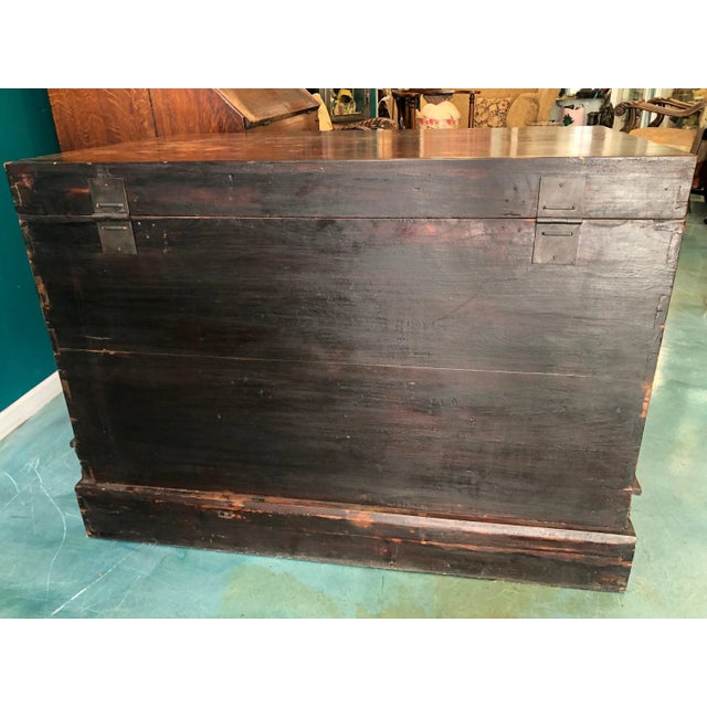 1940s Hand Painted Asian Trunk For Sale - Image 9 of 10