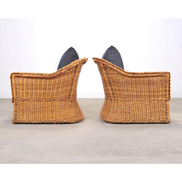 Set of Three Bielecky Brothers Rattan and Wicker Lounge Chairs For Sale In Sacramento - Image 6 of 18