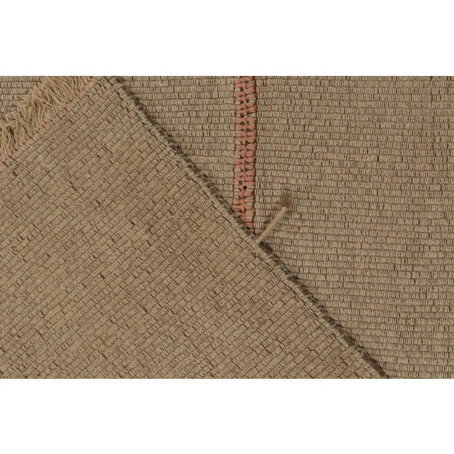 Textile Rug & Kilim’s Contemporary Kilim in Sandy, Solid Beige-Brown With Pink Accents For Sale - Image 7 of 7