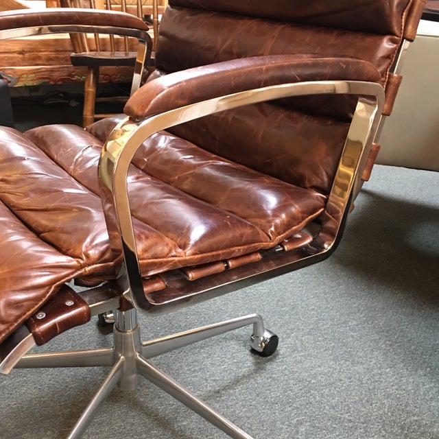 Restoration Hardware Oviedo Cocoa Leather Office Chair Chairish