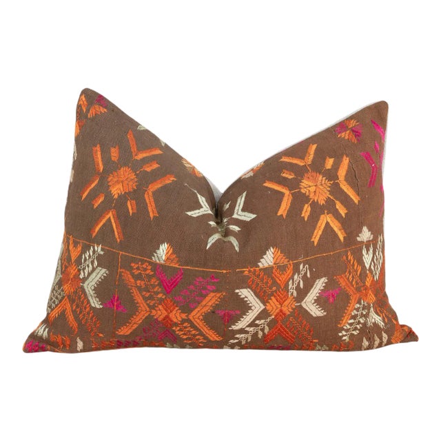 Chavi Antique Indian Folk Lumbar Pillow For Sale