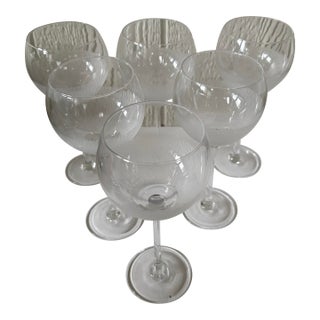 Late 20th Century Lenox Frosted Optic Crystal Stemware Goblets Signed Crystal Barware - Set of 6 For Sale
