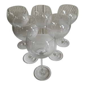 Late 20th Century Lenox Frosted Optic Crystal Stemware Goblets Signed Crystal Barware - Set of 6