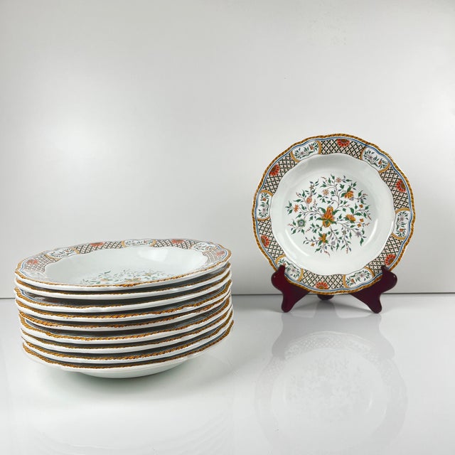 Soup Plates with Rouen Sainfoin Pattern from Gien, 1990, Set of 10 For Sale - Image 10 of 10