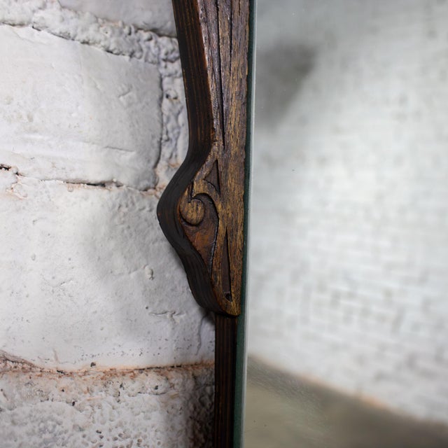Early to Mid-20th Century Art Deco Hanging Mirror Decorative Carved Wood Fanned Side Panels For Sale - Image 12 of 18