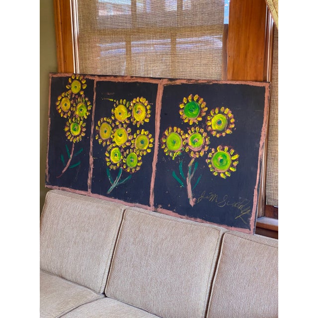 1990s 1990s Folk Art Floral Still Life Painting by Jimmy Lee Sudduth For Sale - Image 5 of 13