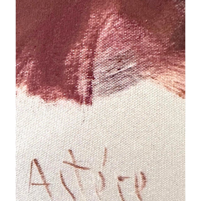 Mid 20th Century Vintage Framed Irish Setter Dog Portrait Painting in Antique Birdseye Maple Frame For Sale - Image 5 of 7