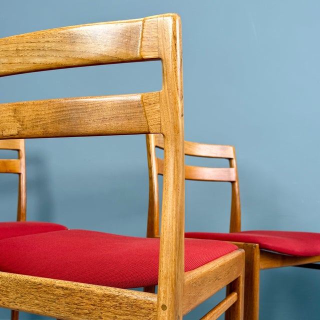 Red Vintage Teak Chairs by Henry Rosengren Hansen, 1960s, Set of 6 For Sale - Image 8 of 11