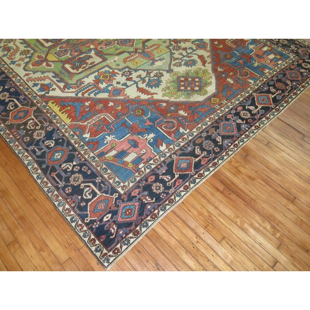 Traditional Early 20th Century Antique Serapi Rug - 10' x 13'6" For Sale - Image 3 of 11