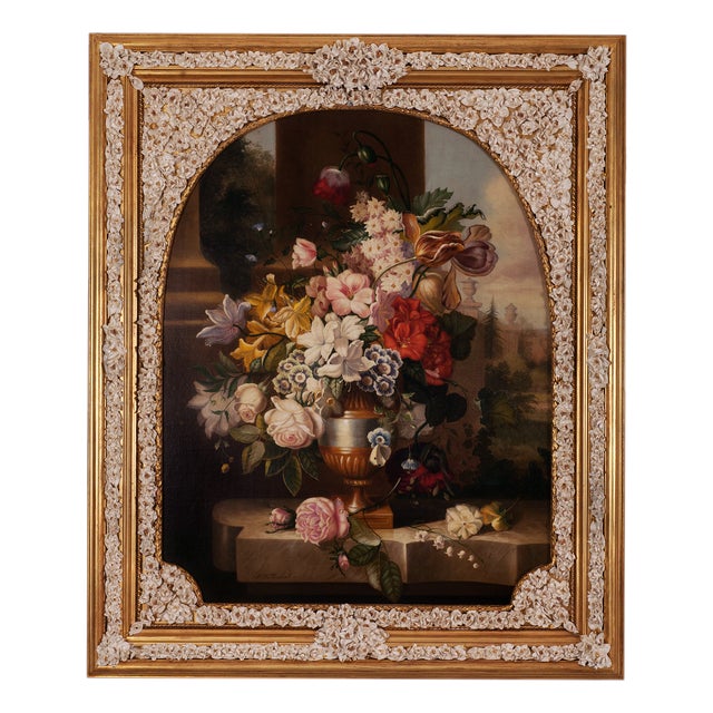 Carlo De Tommasi, Flowers, 2018, Oil on Canvas, Framed For Sale