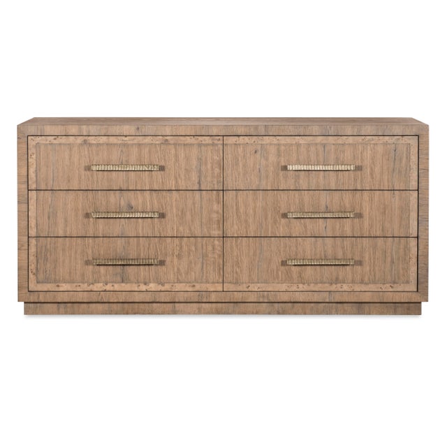 Six soft-close drawers with aged bronze hardware pulls