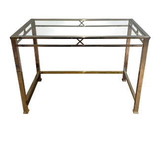 Neoclassical Style Desk in Chrome and Brass. Italian Work. Circa 1970 For Sale