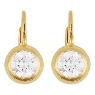 Bezel Drop Earrings, A Pair For Sale